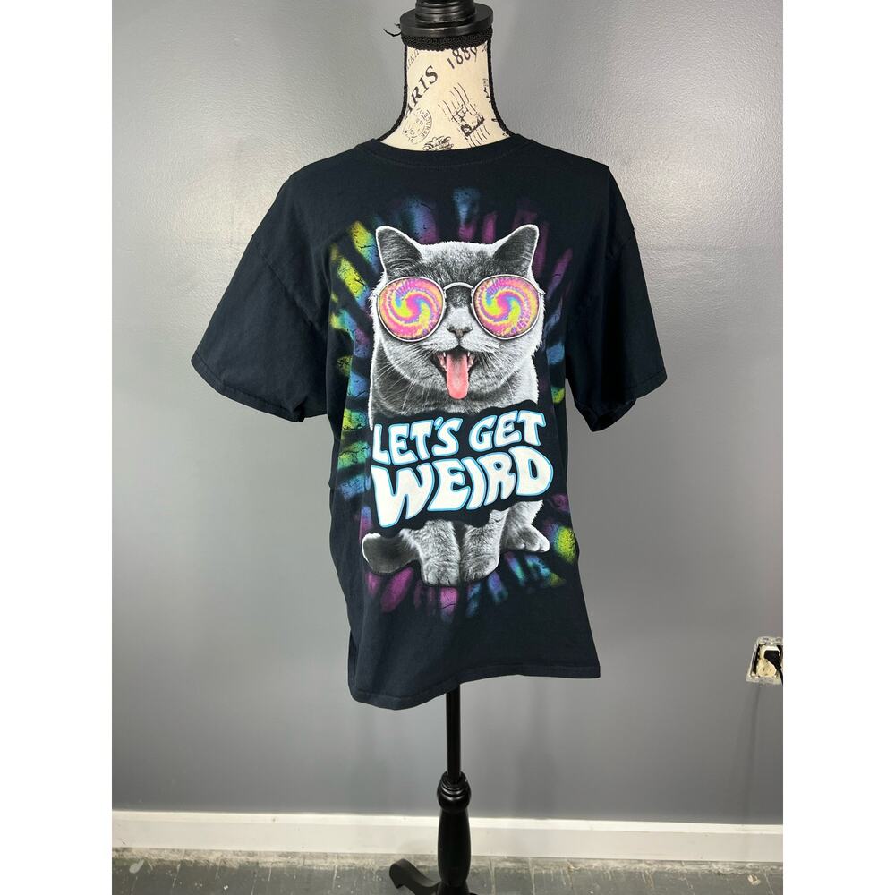 NWOT Dom Let's Get Weird Psychedelic Cat Graphic T-shirt